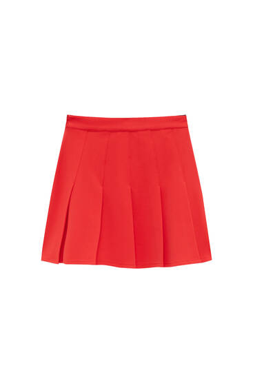 Basic coloured box pleat mini skirt