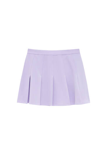 Basic coloured box pleat mini skirt