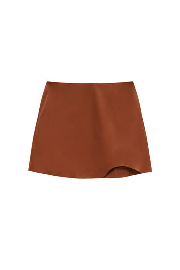 Satin mini skirt with wavy detail