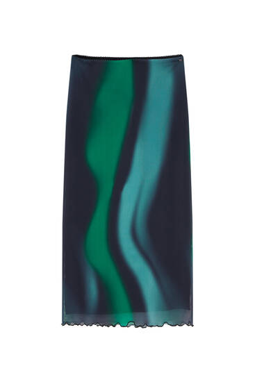 Midi sukně s vlnkovými lemy