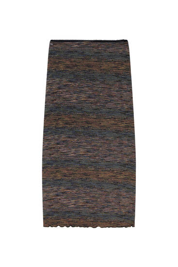 Coloured print midi skirt