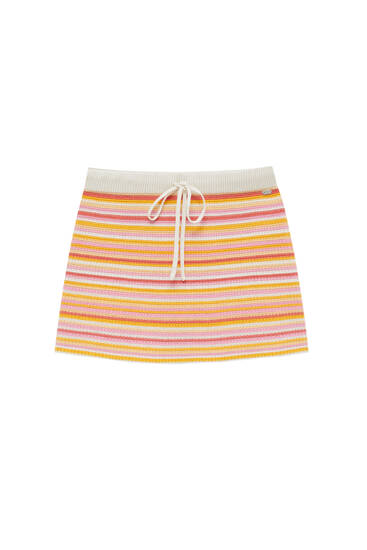 Striped crochet mini skirt