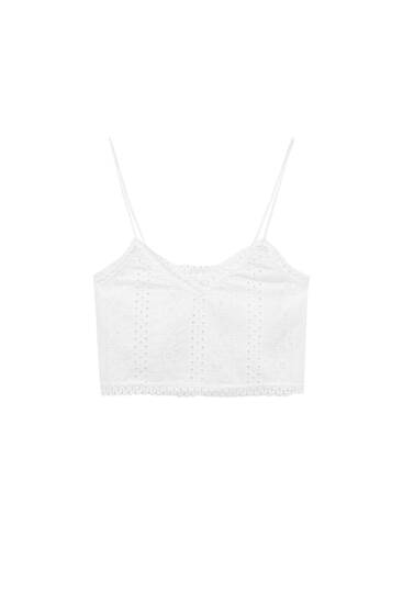 Crop top with Swiss embroidery