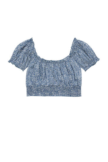 Gesmokte Cropped-Bluse