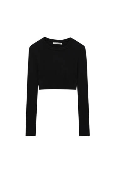Pullover cropped canneté