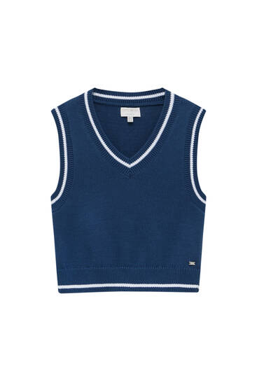 Chaleco punto rib contraste - PULL\u0026BEAR