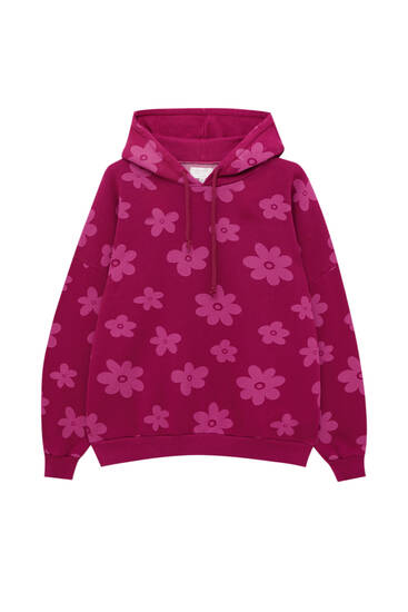 All-over daisy print hoodie