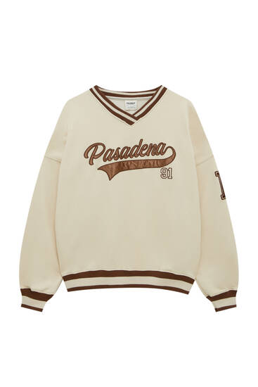 Pasadena college-sweatshirt met V-hals