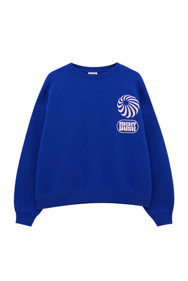 Blue sweatshirt with back graphic