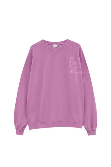 Sweatshirt mit Motiv in verwaschenem Rosa
