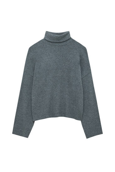 Soft touch sweatshirt with high neck