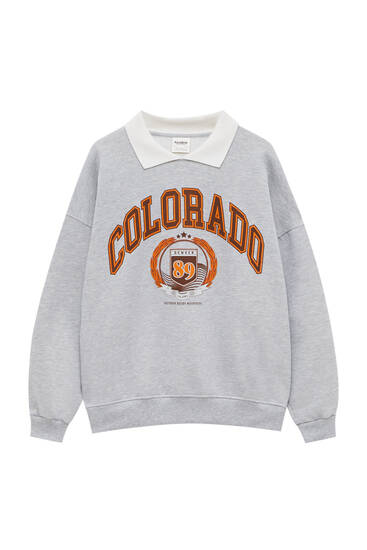 College-Sweatshirt mit Polo-Kragen