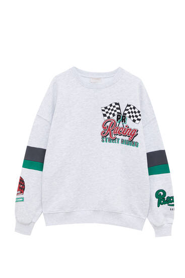 Racing sweatshirt with panelled sleeves