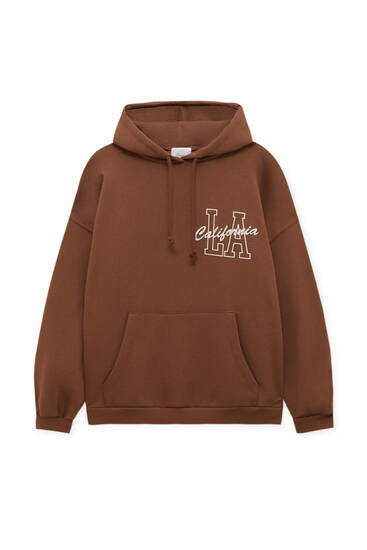 Brown L.A. print hoodie