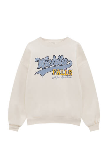 Sudadera cuello redondo texto college - PULL\u0026BEAR