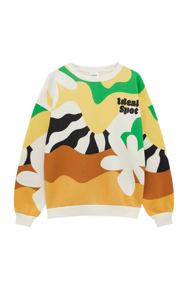 All-over landscape print sweatshirt