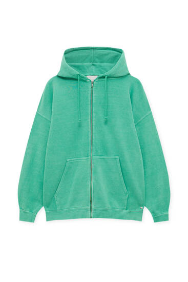 Zip-up hoodie with a pouch pocket