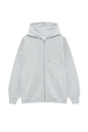 Zip-up hoodie with a pouch pocket