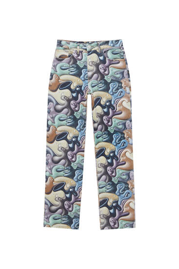 Jeans loose fit com Kenny Scharf