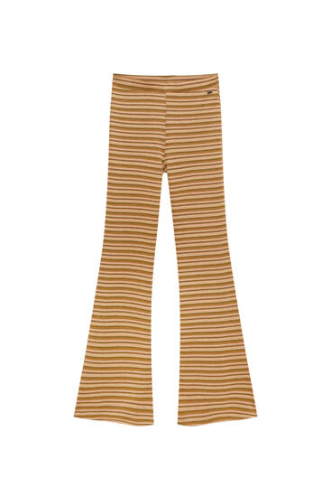Striped print jacquard trousers