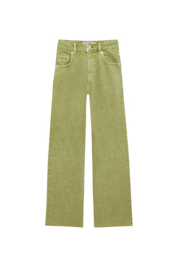Cropped high-waist straight-leg trousers
