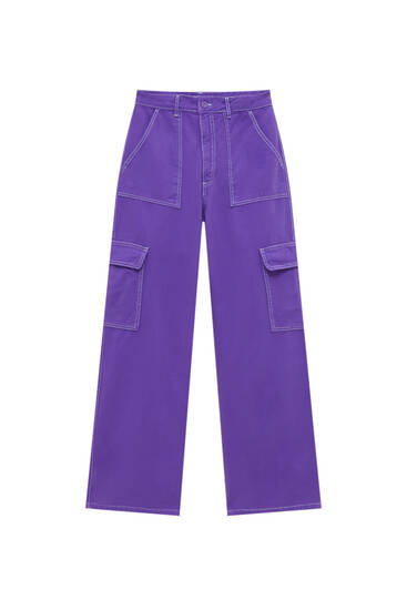Cargo trousers with contrast seams