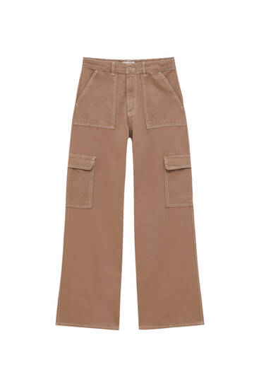 Cargo trousers with contrast seams