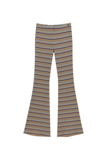 Low-waist striped flare trousers