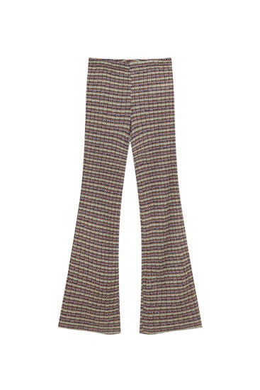 Pantaloni a campana in maglia a righe - PULL\u0026BEAR