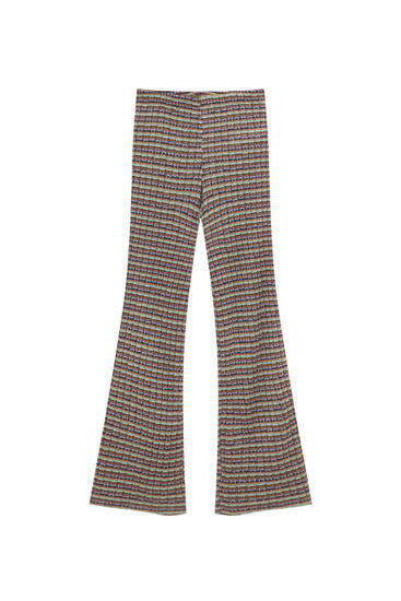 Striped knit flare trousers