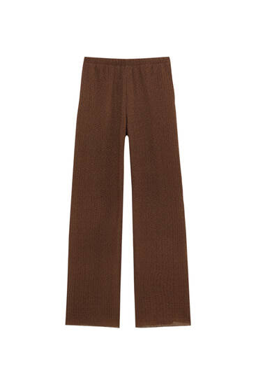 Textured loose-fitting trousers