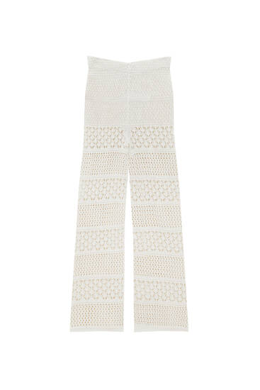 Straight-leg crochet trousers
