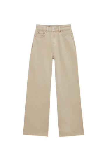 Coloured wide-leg jeans - PULL\u0026BEAR