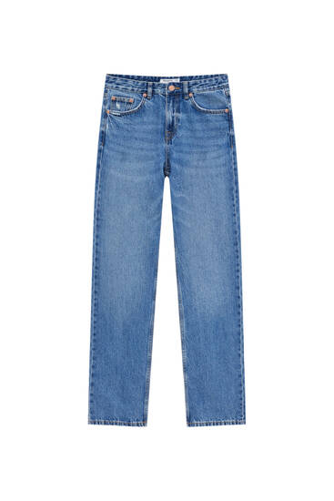 Jeansy o prostym kroju ze średnim stanem
