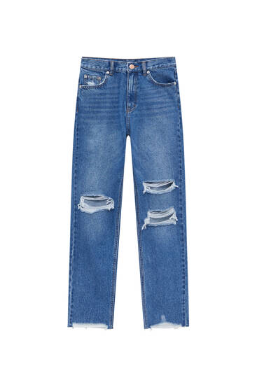 Mom-Jeans mit Rissen