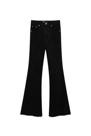 High-waist flare jeans with split hems