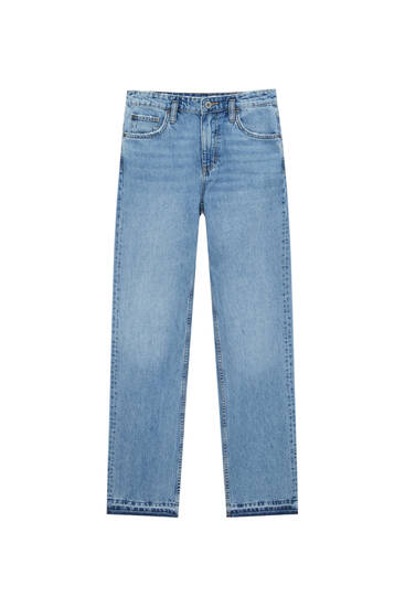 Jeans-Schlaghose mit Schlitz am Saum