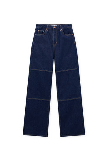 Straight-leg jeans with seam detail 