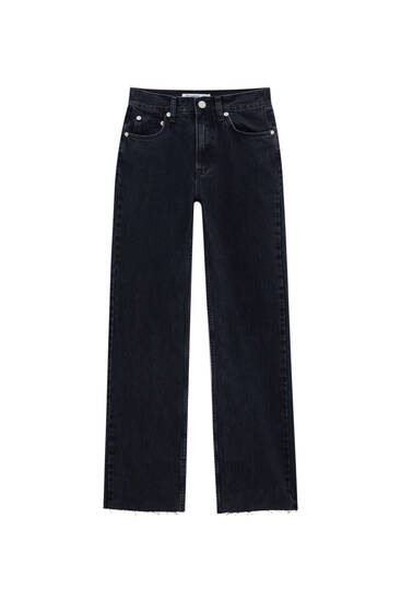 High-waist flare jeans with slit detail
