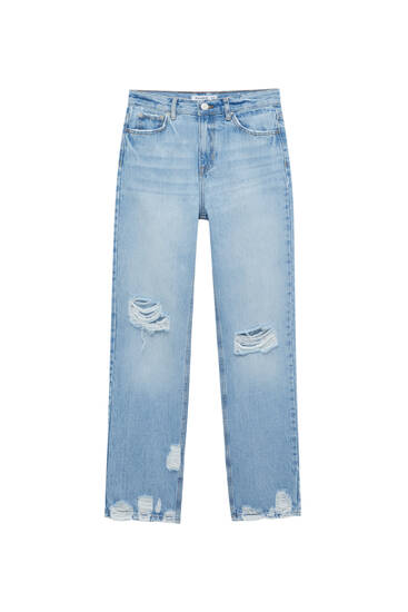 inc denim straight leg regular fit crop