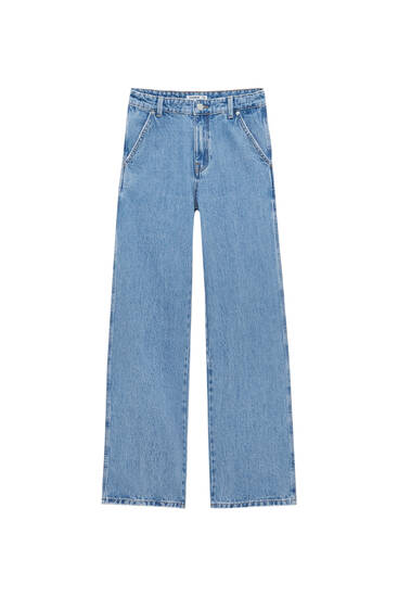 High-waist straight-leg carpenter jeans