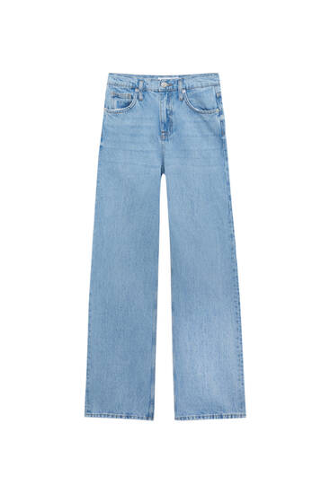 Recht model jeans met hoge taille en vlinders
