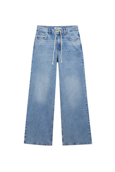 Wide-Leg-Jeans mit halbhohem Bund