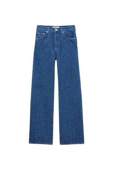 Frayed high-waist straight-leg jeans