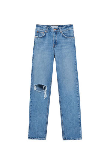 Straight-Jeans mit niedrigem Bund.