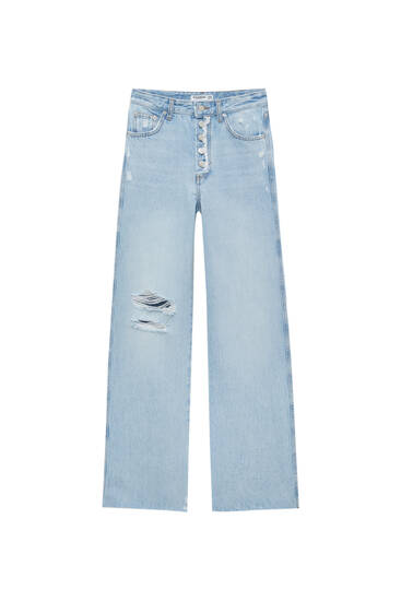 Jeans in recht model met knopen