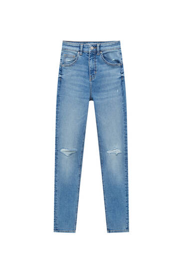 ג'ינס פוש-אפ עם קרעים