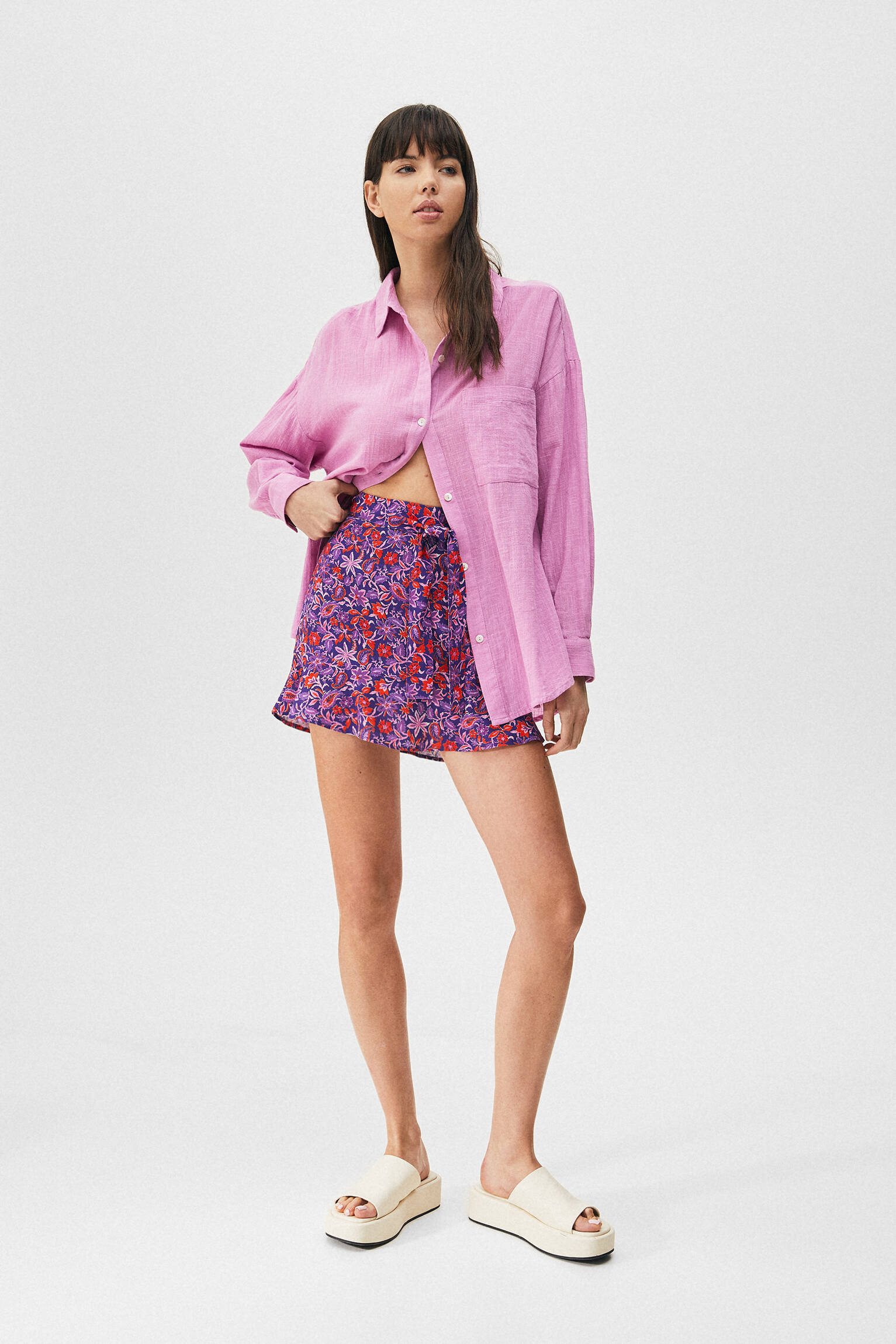 Pull \u0026 Bear - Falda pantalón cinturón