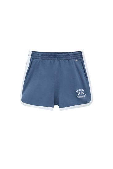 Navy graphic jogger shorts