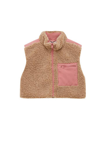 Contrast coloured faux shearling gilet